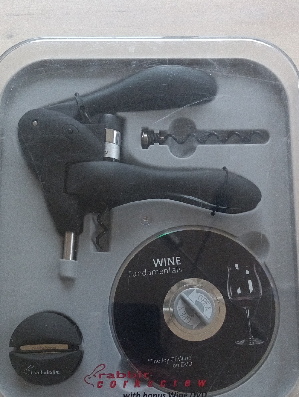 Rabbit Corkscrew Wine Opener Set With Wine DVD